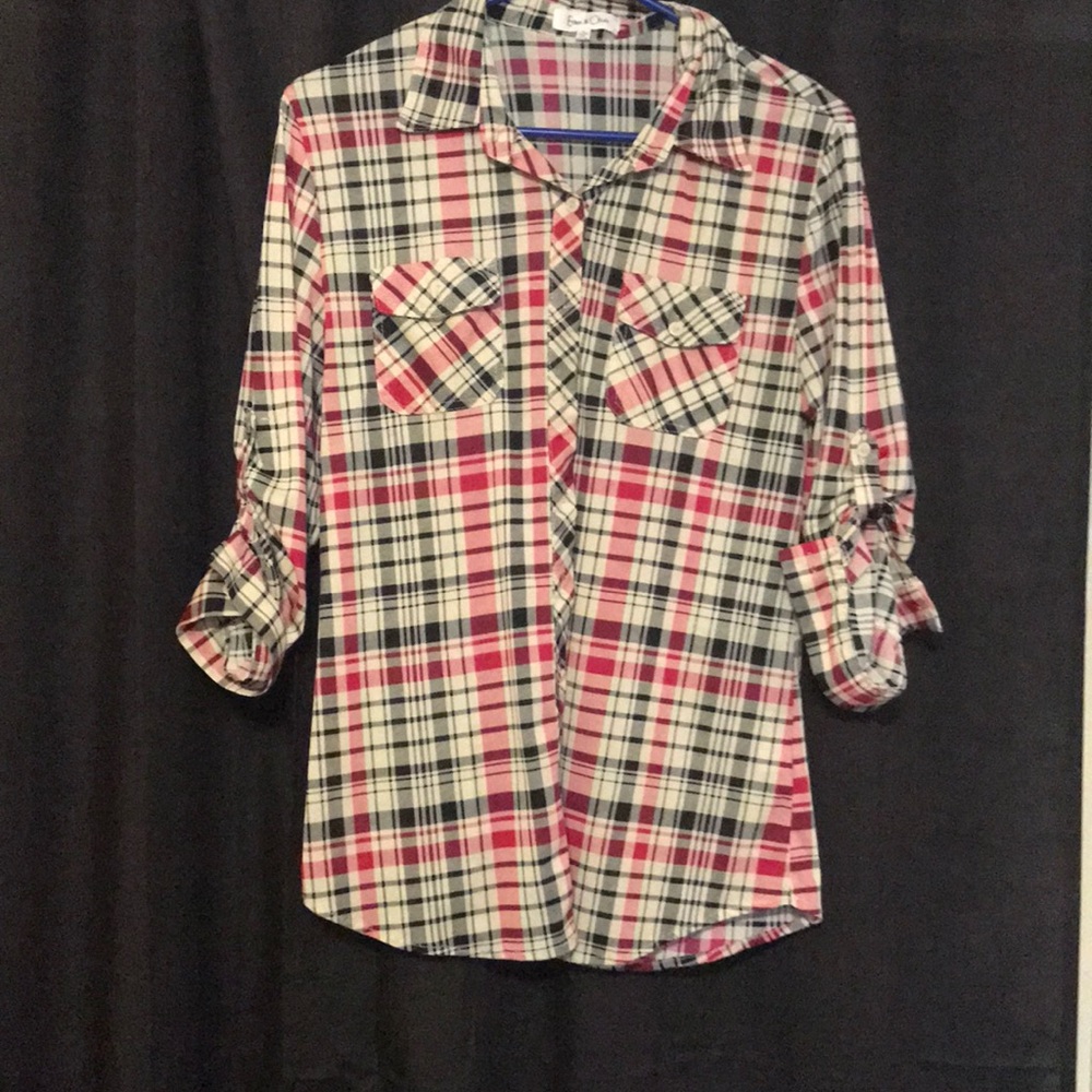 Women’s plaid 3/4 lengths shirt
